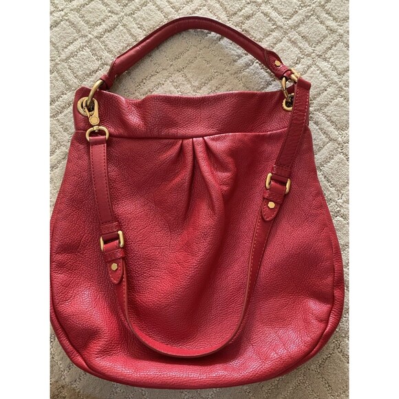Marc by Marc Jacobs Classic Q Hillier Leather Hobo‎ Bag Wild Raspberry Red - Picture 3 of 9